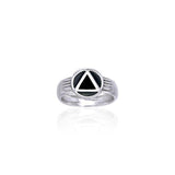 Gemstone AA Symbol Silver Ring TRI122 - Jewelry