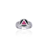 Gemstone AA Symbol Silver Ring TRI122 - Jewelry