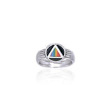 Gemstone AA Symbol Silver Ring TRI122 - Jewelry