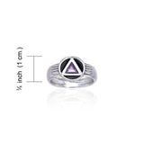 Gemstone AA Symbol Silver Ring TRI122 - Jewelry