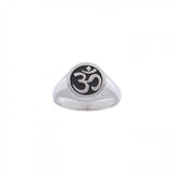 Round Om Symbol Silver Ring TRI1221 - Jewelry