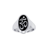 Oval Shape Om Symbol Silver Ring TRI1222 - Jewelry
