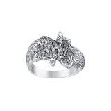 Wolf Pair Sterling Silver Ring TRI1322 - Jewelry