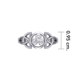 Triskelion Spiral with Trinity Knot Silver Ring TRI1343