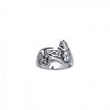 Precious Furry Paws ~ Sterling Silver Celtic Cat Ring TRI140 - Jewelry