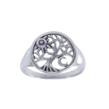 Journey through Life and Universe ~ Sterling Silver Tree of Life Ring with Moon and Sun Gemstone TRI1538 - Jewelry