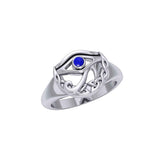 Eye of Horus with Celtic Knot Crescent Moon Silver Ring TRI1544