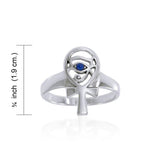 Ankh with Eye of Horus Silver Ring with Gem TRI1545 - Jewelry