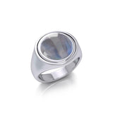 Celtic Crescent Moon Silver Flip Ring with Gemstone TRI155 - Jewelry