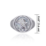 The  Moon Phase Pentacle Silver Flip Ring TRI160