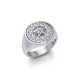 Celtic Knot & Five-Pointed Star Sterling Silver Flip Ring TRI161