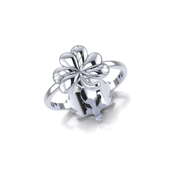 Double the royal symbolism in Shamrock and Thistle Sterling Silver Ring TRI1683 - Jewelry