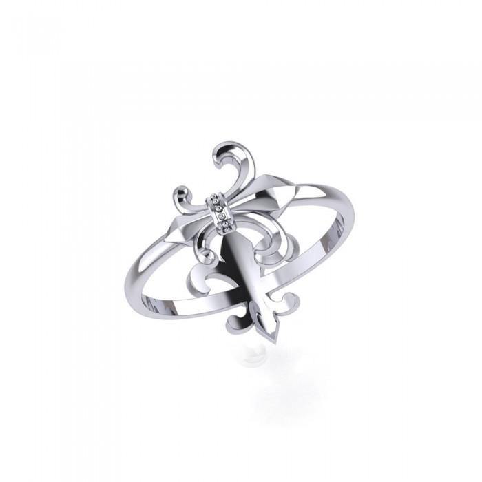 Multi-faceted Fleur-de-Lis ~ Sterling Silver Jewelry Ring TRI1684 - Jewelry