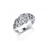 Triquetra and Heart Sterling Silver Ring TRI1694