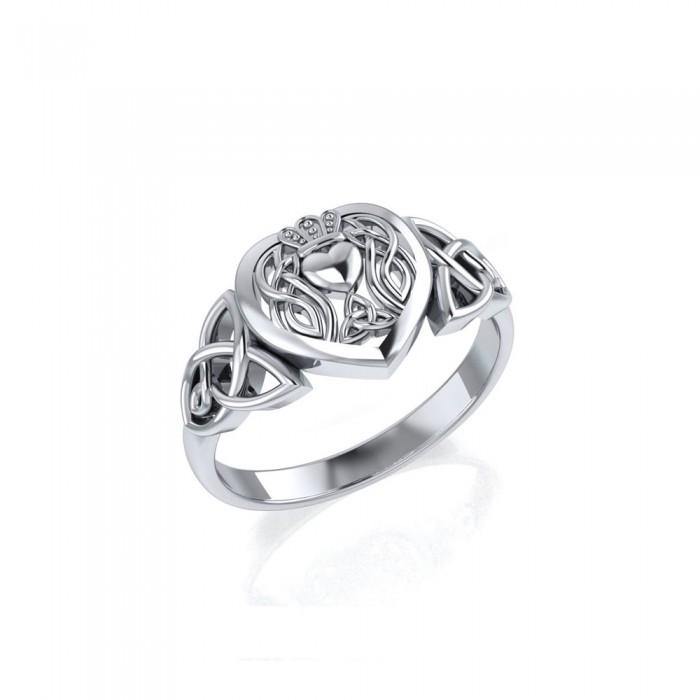 Celtic Claddagh Heart Sterling Silver Ring TRI1696 - Jewelry