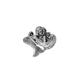 Mermaid Wrap Around Silver Ring with Gemstone TRI1710 - Jewelry