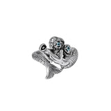 Mermaid Wrap Around Silver Ring with Gemstone TRI1710 - Jewelry