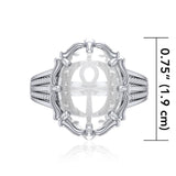 Ankh Sterling Silver Ring with Natural Clear Quartz TRI1717 - Jewelry