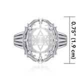 Star of David Sterling Silver Ring with Natural Clear Quartz TRI1719 - Jewelry