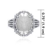 Wolf Sterling Silver Ring with Natural Clear Quartz TRI1725