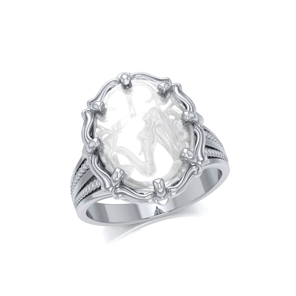 Mermaid Sterling Silver Ring with Natural Clear Quartz TRI1729