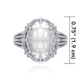 Hamsa Sterling Silver Ring with Natural Clear Quartz TRI1730
