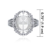 Dragonfly Sterling Silver Ring with Natural Clear Quartz TRI1731