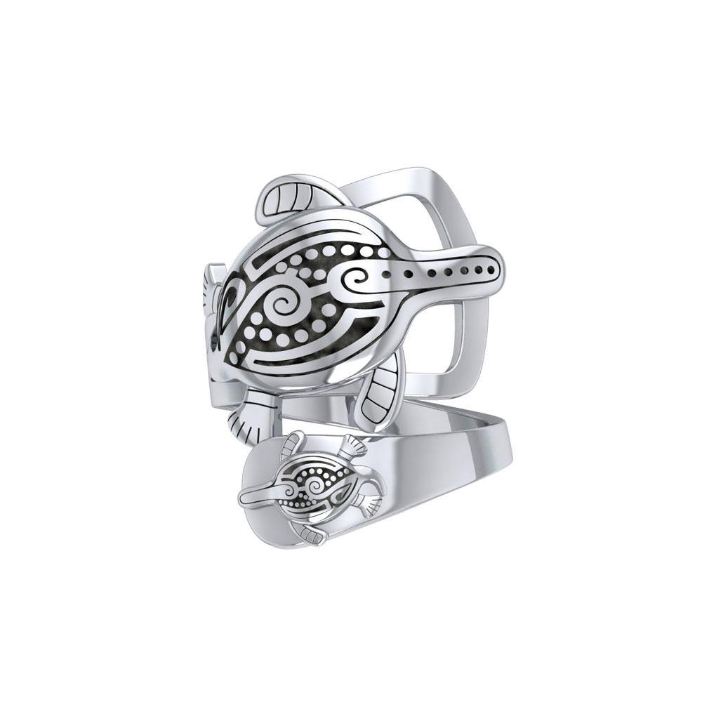 Aboriginal Inspired Turtle Sterling Silver Ring TRI1739 - Jewelry