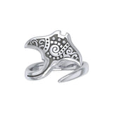 Silver Aboriginal Manta Ray Spoon Ring TRI1774 - Jewelry
