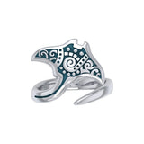 Silver Aboriginal Manta Ray Spoon Ring TRI1774 - Jewelry