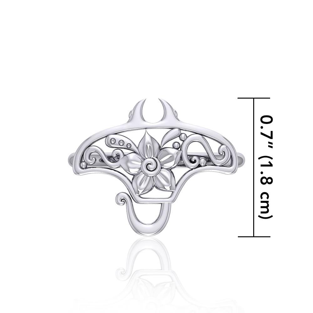 A worthwhile quest Silver Manta Ray Filigree Ring TRI1790 - Jewelry