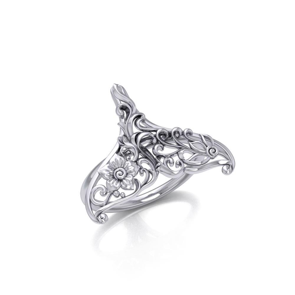 The graceful tale Silver Whale Tail Filigree Ring TRI1793 - Jewelry