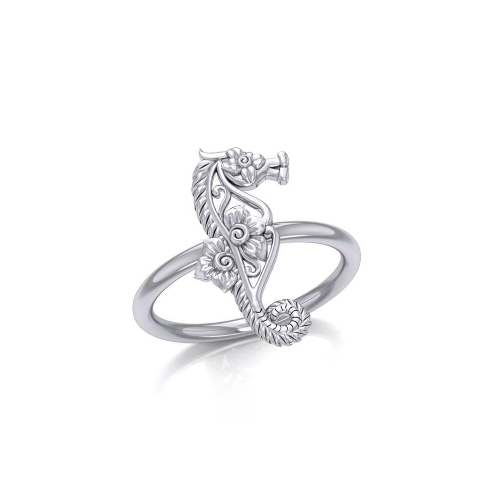A touch of whimsical sea vibe Silver Seahorse Filigree Ring TRI1794 - Jewelry