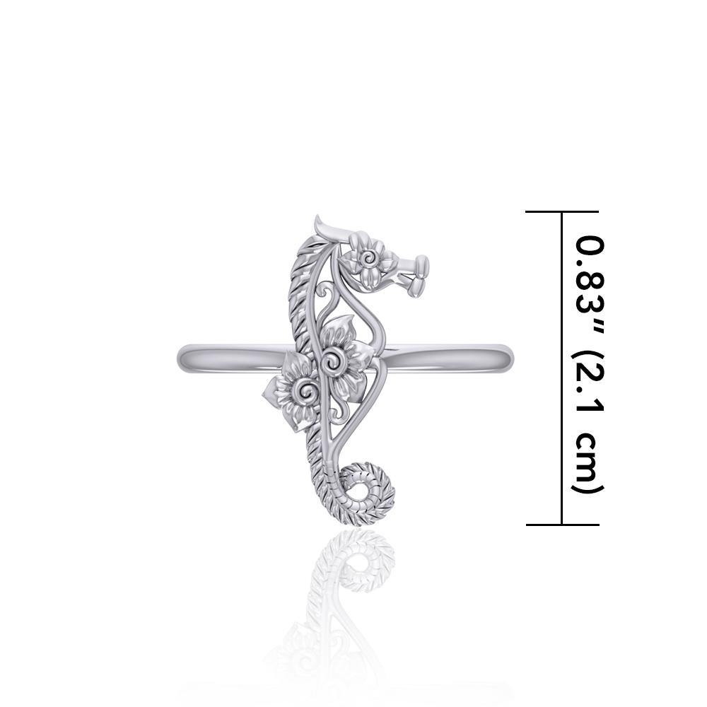 A touch of whimsical sea vibe Silver Seahorse Filigree Ring TRI1794 - Jewelry