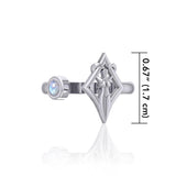 Silver Trinity Knot Triquetra and Goddess Stack Ring with Gemstone TRI1802 - Jewelry