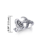 Flying Hummingbird with Flower Silver Ring TRI1806 - Jewelry