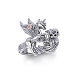 Enchanted Sterling Silver Mythical Unicorn Ring with Gemstone TRI1829 - Jewelry