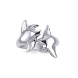 Double Manta Ray Silver Ring TRI1832 - Jewelry