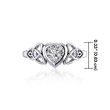 Celtic Trinity Knot with Heart Gemstone Silver Ring TRI1837 - Jewelry