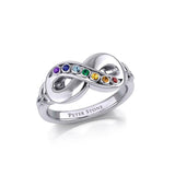 Silver Infinity Ring with Chakra Gemstones TRI1862 - Jewelry