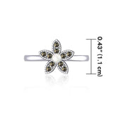 Flower with Pearl and Marcasite Silver Ring TRI1867 - Jewelry
