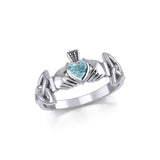 Irish Claddagh with Celtic Hand Silver Ring with Gemstone TRI1902 - Jewelry