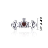 Irish Claddagh with Celtic Hand Silver Ring with Gemstone TRI1902 - Jewelry