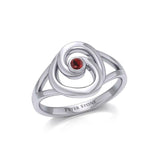 Organic Droplet Silver Contemporary Ring with Gemstone TRI1906 - Jewelry