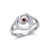 Organic Droplet Silver Contemporary Ring with Gemstone TRI1906 - Jewelry