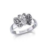 Silver Celtic Butterfly Ring with Marquise Gemstone TRI1907