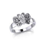 Silver Celtic Butterfly Ring with Marquise Gemstone TRI1907 - Jewelry