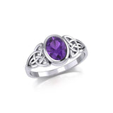Silver Celtic Ring with Large Oval Gemstone TRI1910 - Jewelry