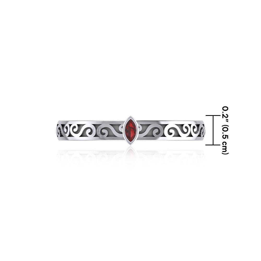 Silver Celtic Spiral Ring with Marquise Gemstone TRI1912 - Jewelry
