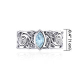 Celtic Silver Spiral Band Ring with Marquise Gemstone TRI1914 - Jewelry
